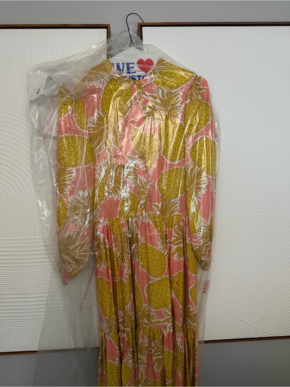 BODEN Ava tiered Pineapple Print Pink and Yellow Maxi dress sz 10R